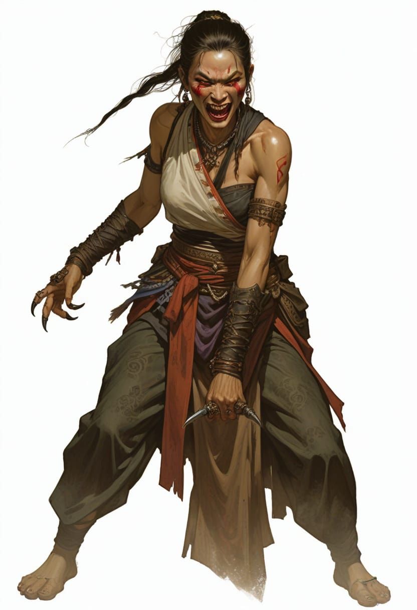 Mongolian Vampire in Boris Vallejo Style