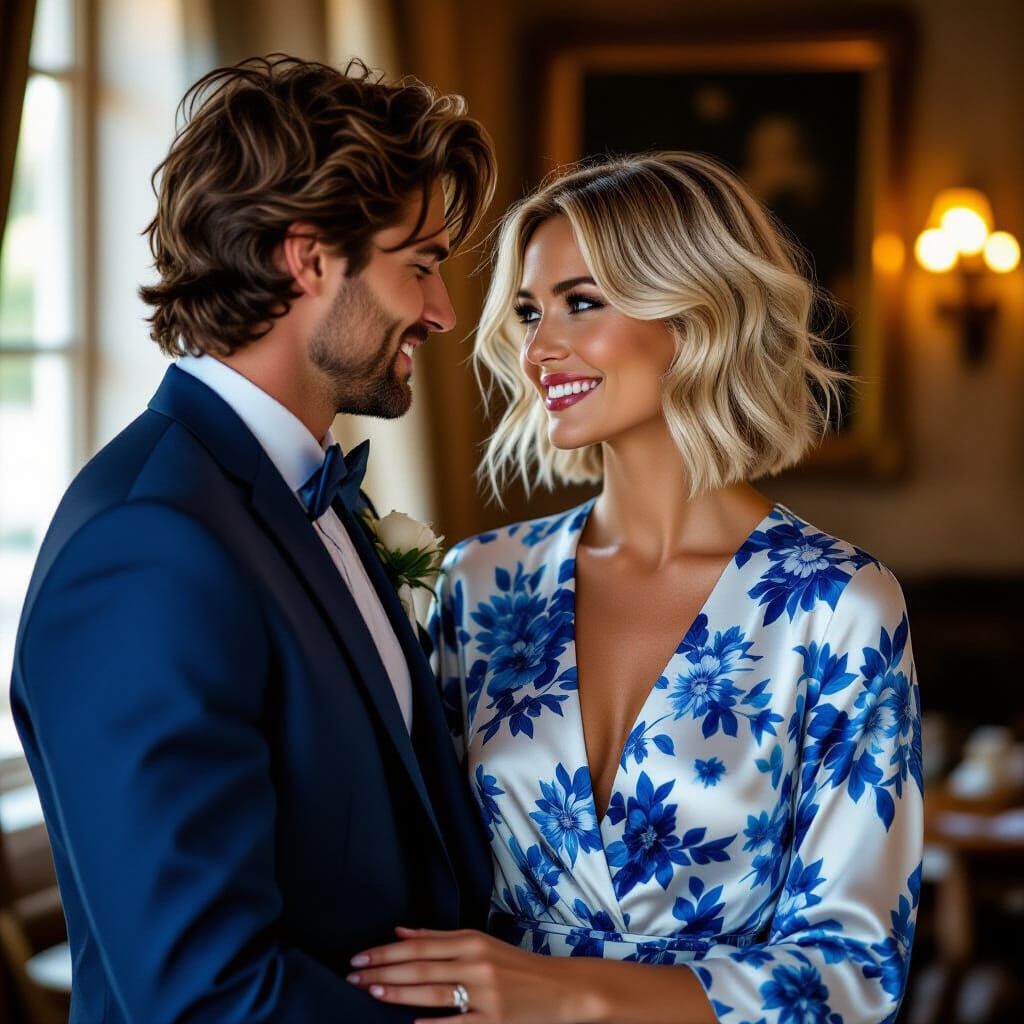 French Woman Flirting at Wedding, Photography Style