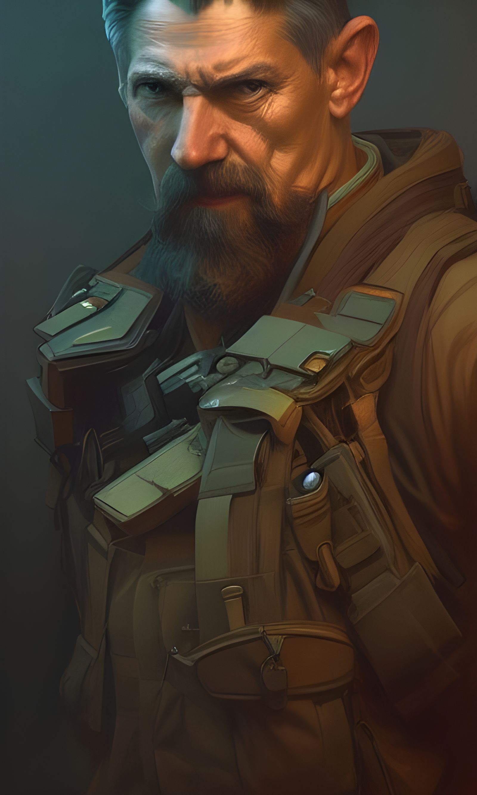 Detailed Portrait of a Veteran Soldier