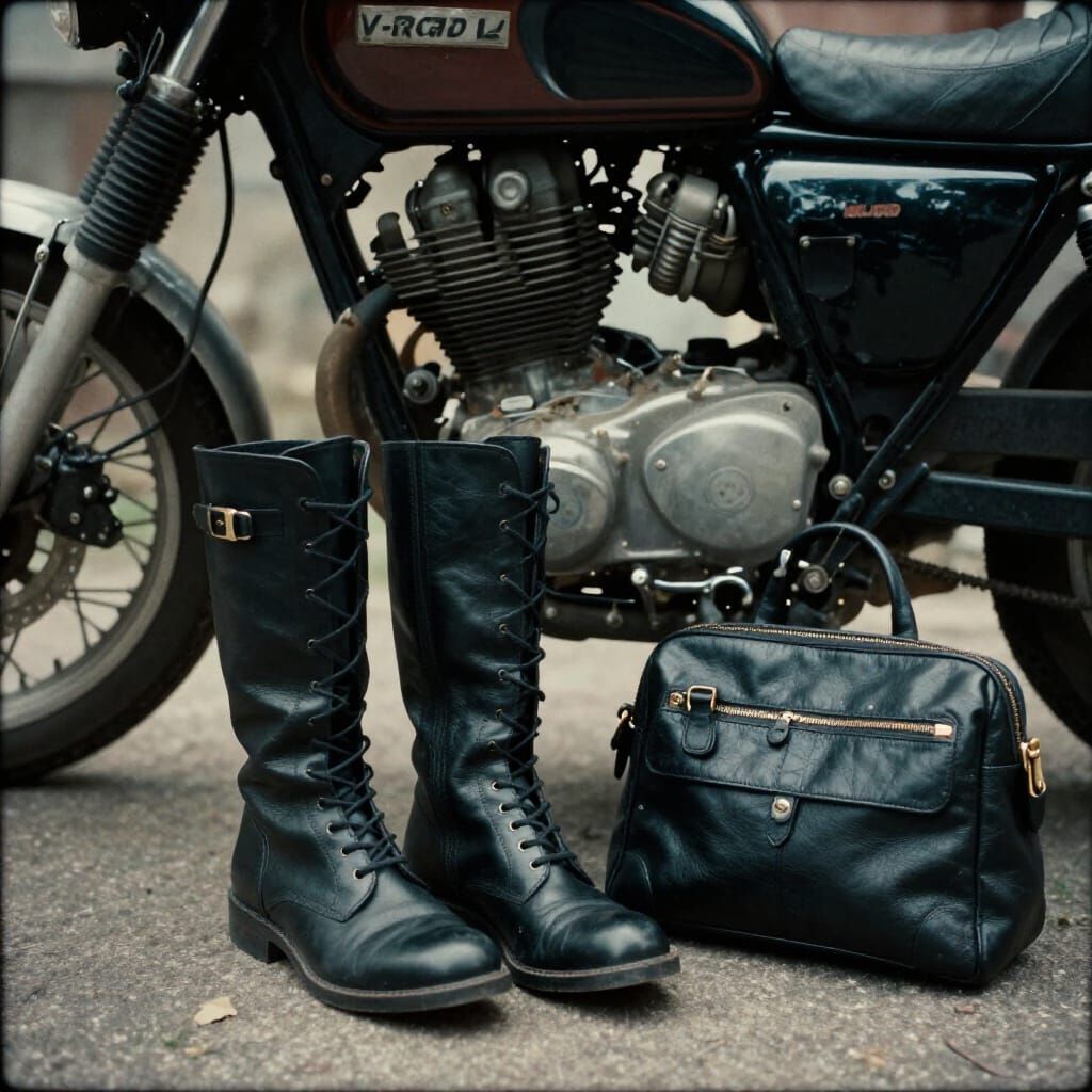 Motorcycle Boots and Purse by Vintage Bike