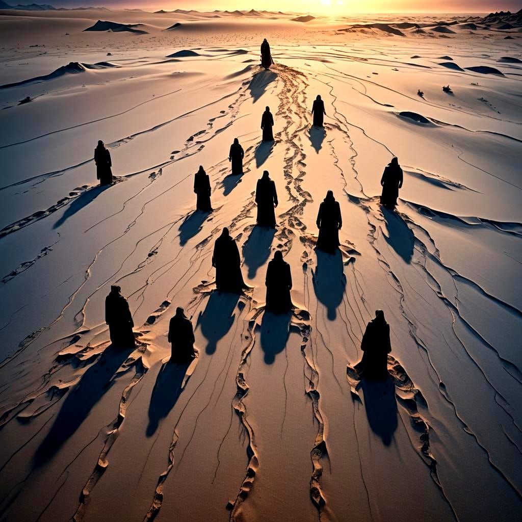 Surreal Sand Ghost Emerges in Dark Landscape