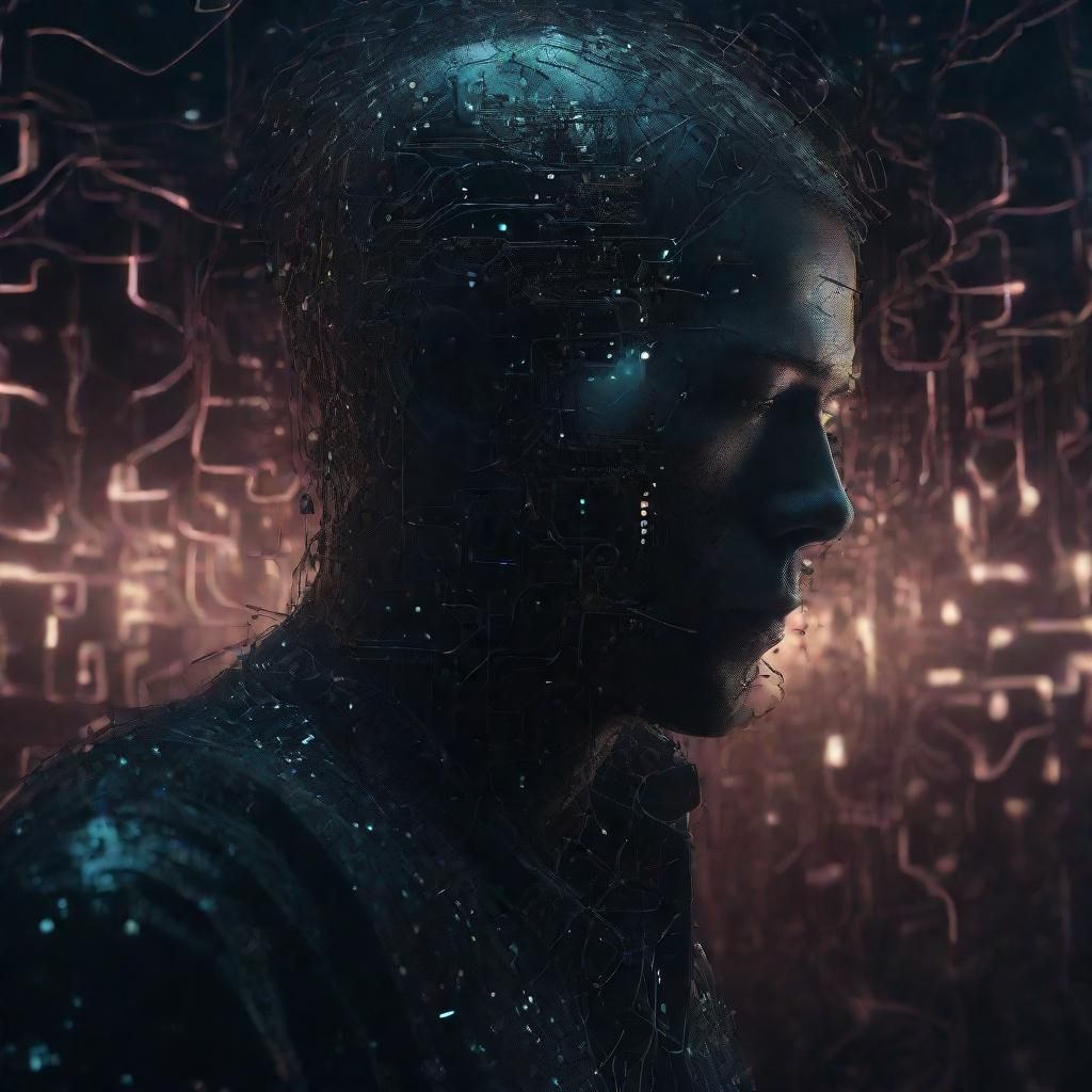 Surreal Digital Figure Immersed in Numbers