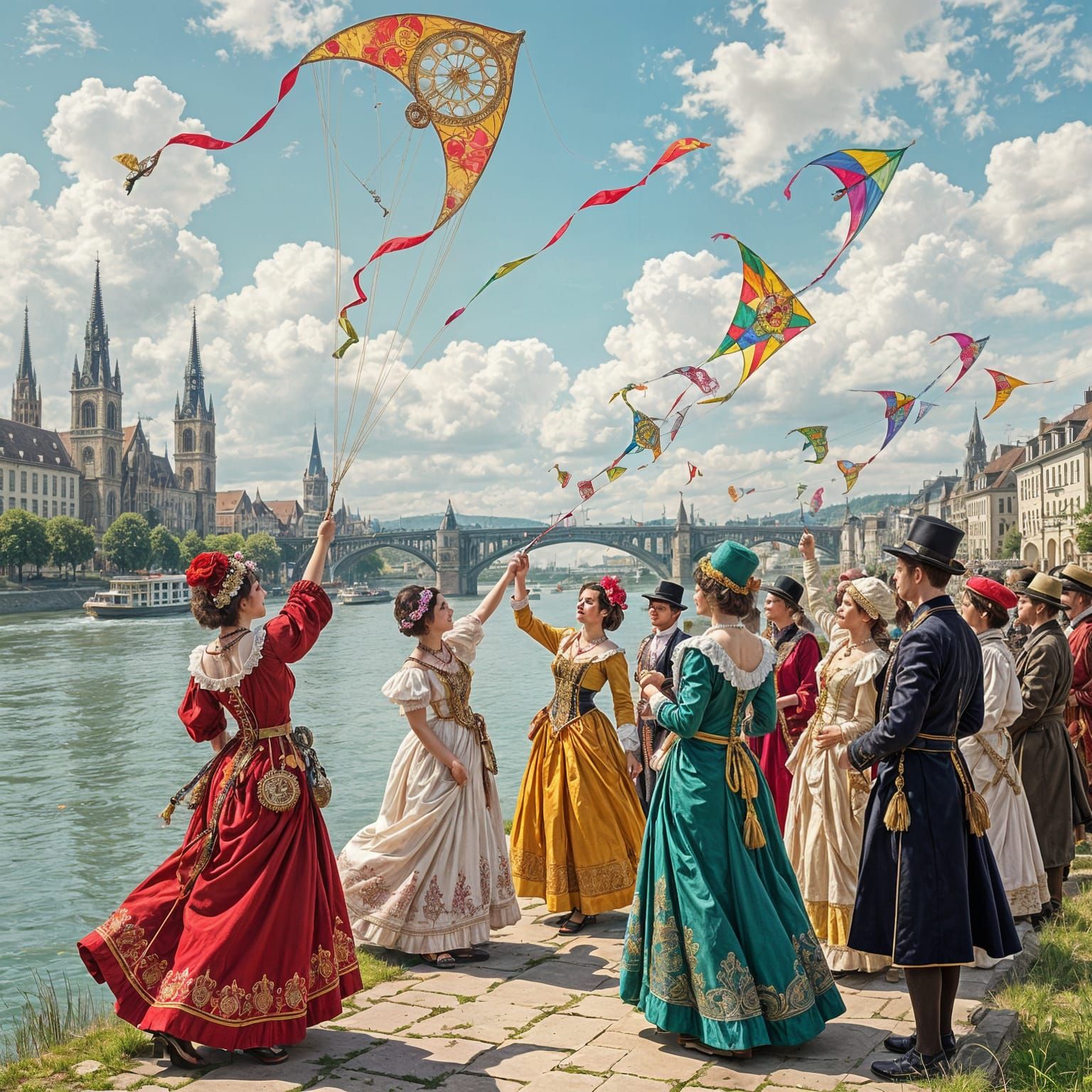 Clockwork Celebration on Rhine River in Art Nouveau Style