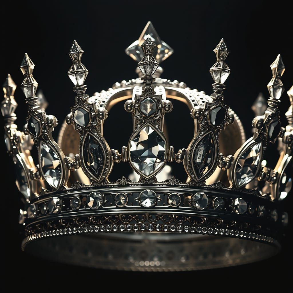 Majestic Silver and Crystal Crown in Dramatic Light