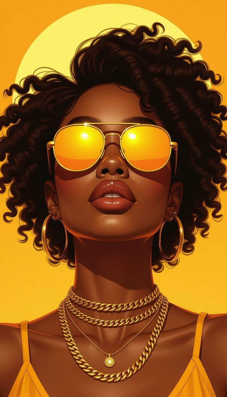 Afrofuturist Woman in Sunglasses with Chiaroscuro Lighting