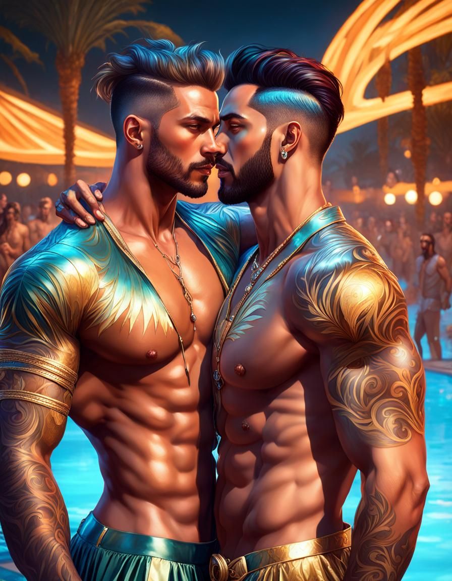 Gay Couple Celebrates New Year in Hyperdetailed Portrait