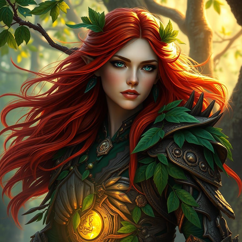 Wood Elf Druid in Gnarled Wooden Armor