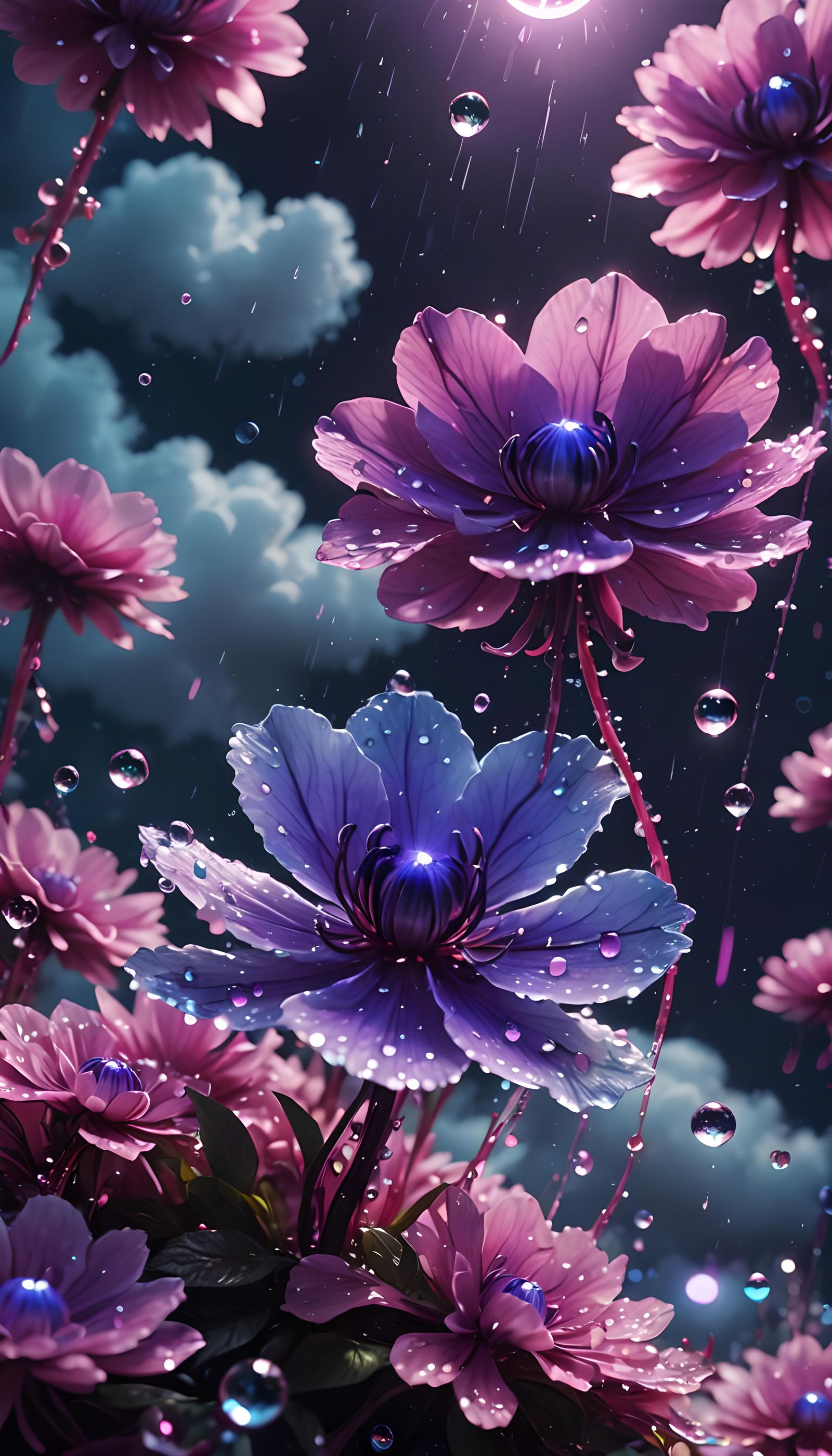 Bioluminescent Violet Flower in 3D Anime Style