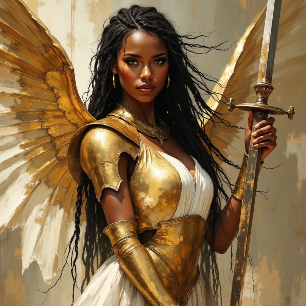Kelly Rowland as Winged Goddess in Gold Armor