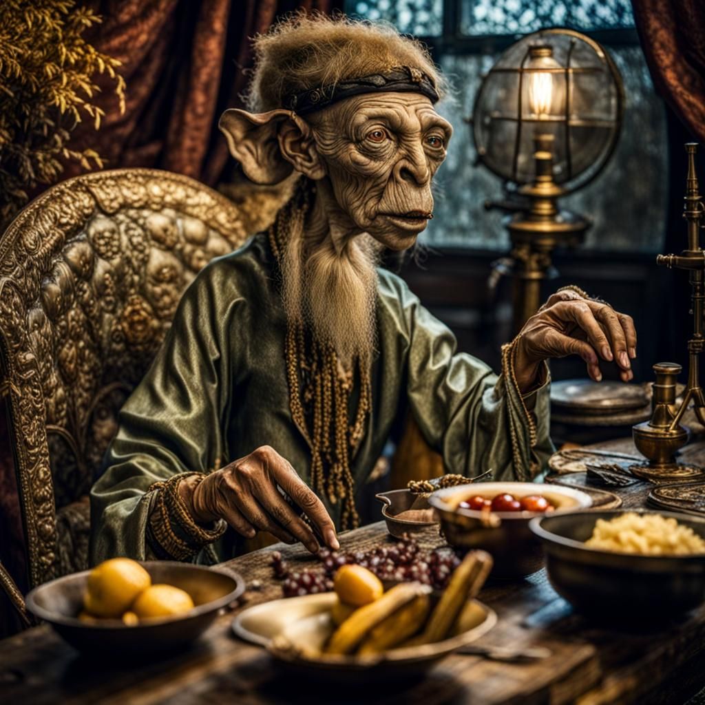 Exotic Alien Celebration in Surreal Restaurant