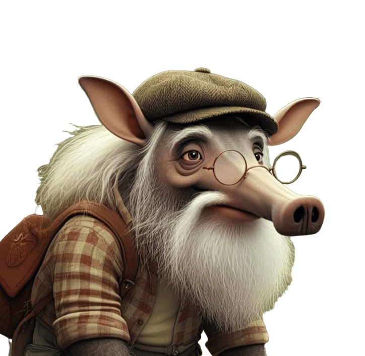 Anthropomorphic Aardvark Cartoon Character in Whimsical Styl...