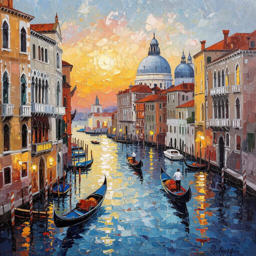 Venice in Neo-Impressionist Copper Palette