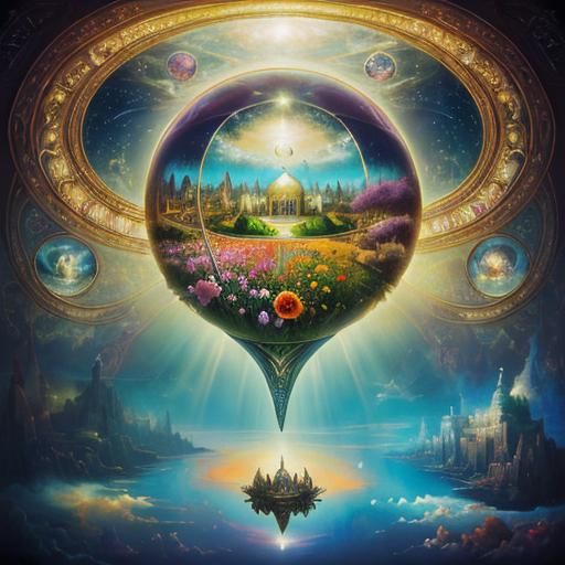 Utopian Dreamscape in Oil Painting Style