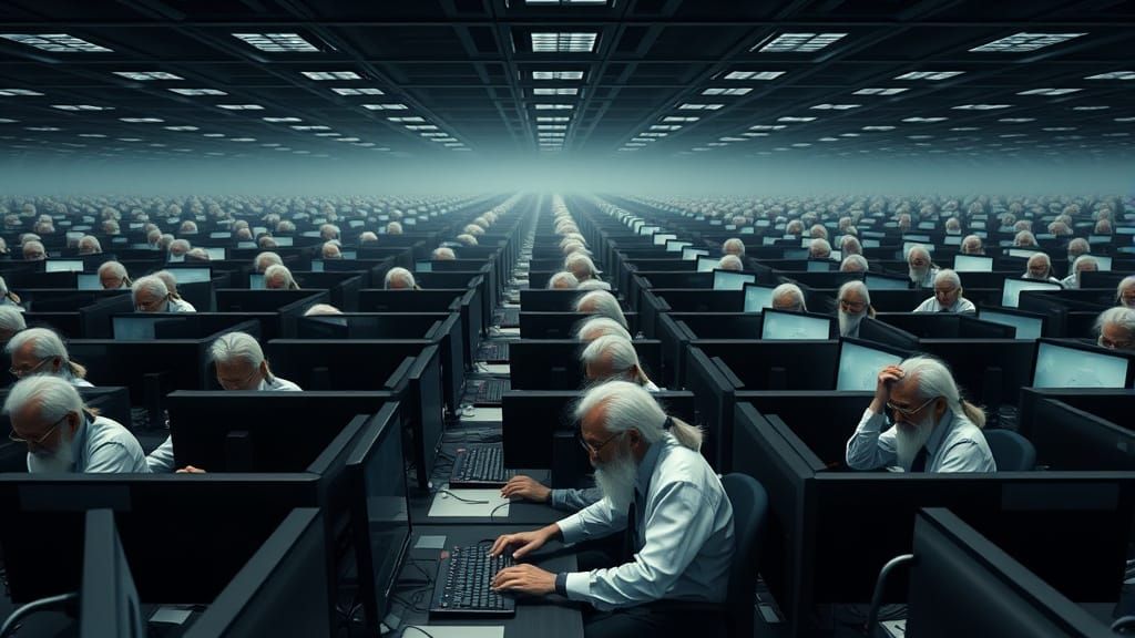 Surreal Office Hellscape of Endless Cubicles