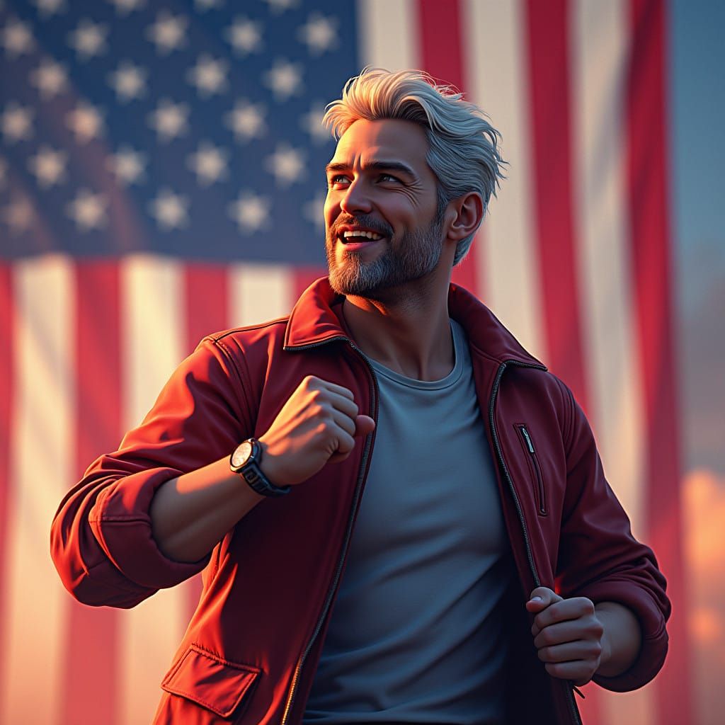 Dynamic YouTube Banner with Vibrant American Flag Background...