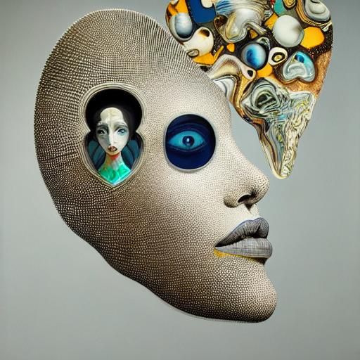 Blown Glass Heart in Outsider Art Style