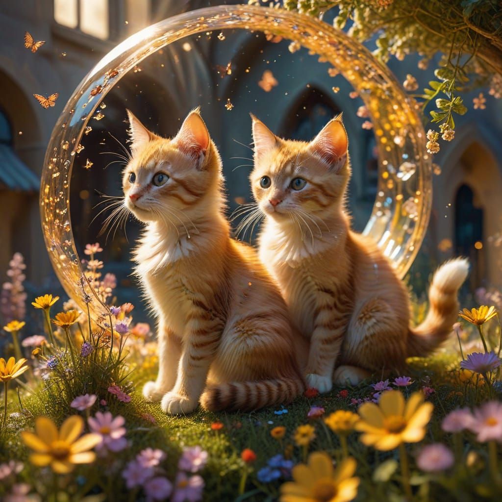 Kittens in Impossible Architecture: A Surrealist Vision