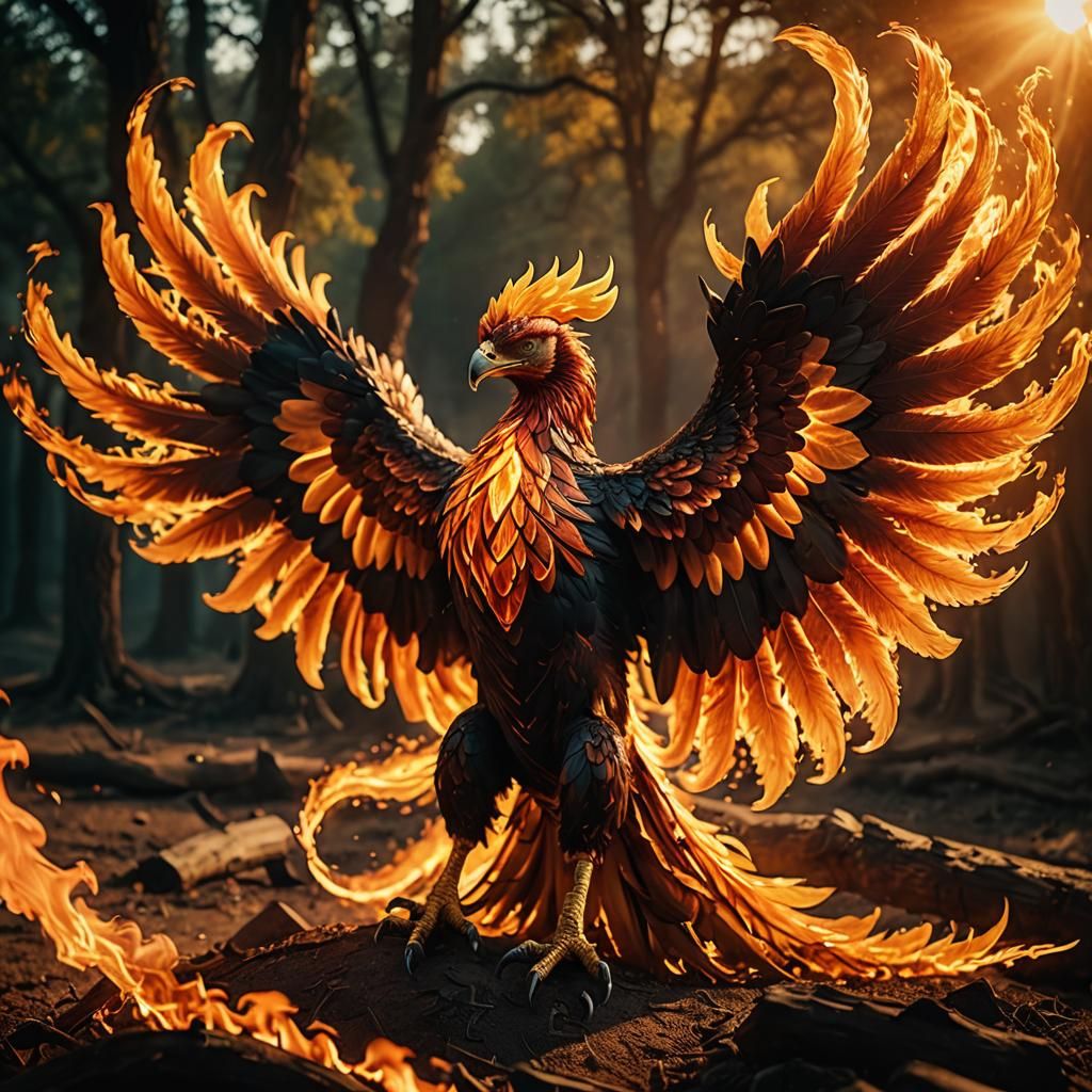 Fiery Phoenix Ring of Fire in Cinematic Style