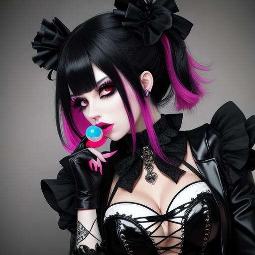 Goth Girl with Bubblegum