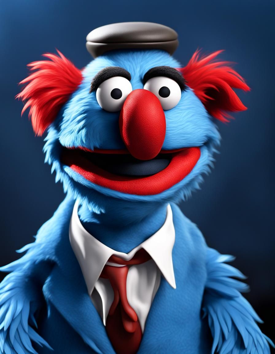 Blue Muppet Portrait in Detailed CGI Matte Painting