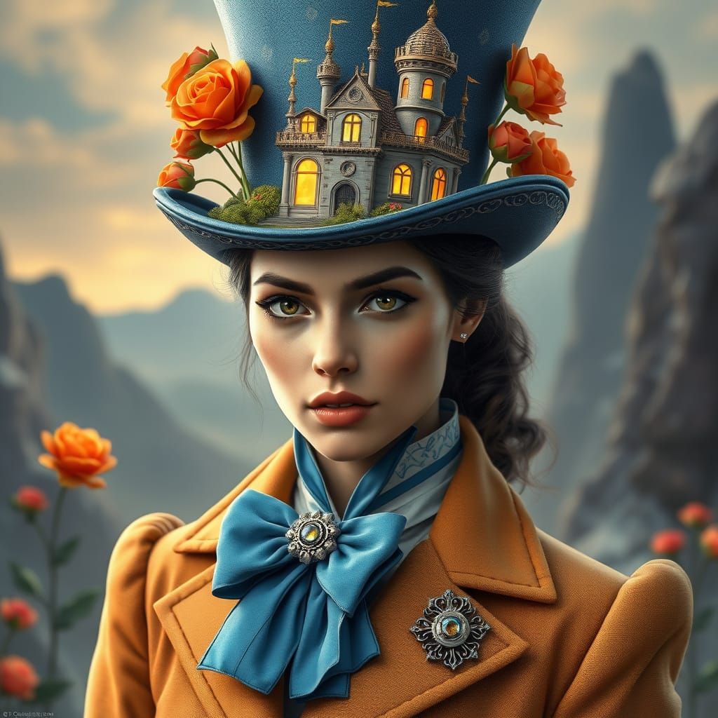 Ethereal Victorian Woman in Whimsical Attire