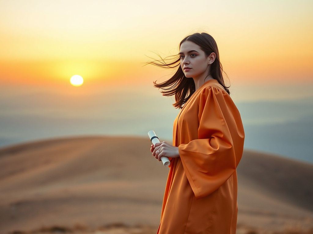 Dawn Graduation: Serene Graduate at Sunrise