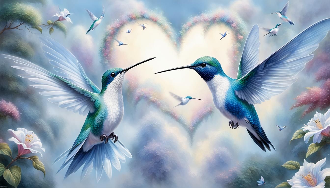 Hummingbird Transformation in Ethereal Sky