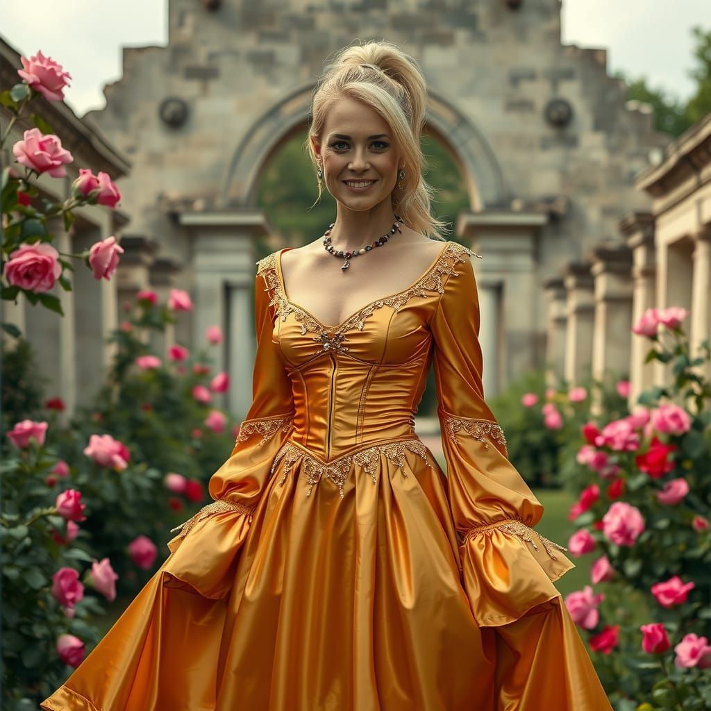 Golden PVC Dress in Dreamy Ethereal Garden