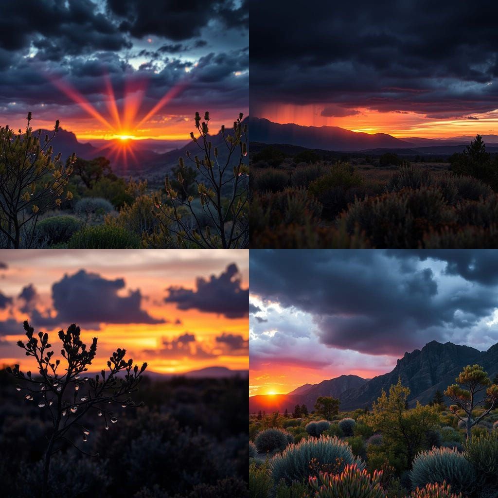 Idaho Sunset Rain Squall Over Owyhee Mountains