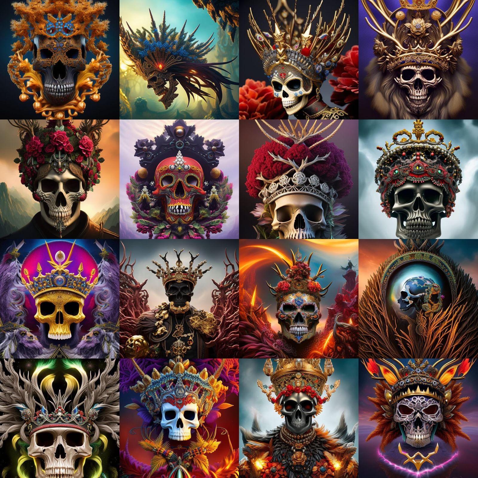 Branchpunk Skull with Crown in Ocampo Style