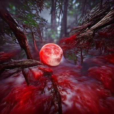 Eerie Blood Moonlit Forest in CryEngine