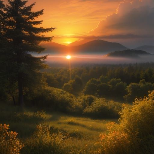 Vibrant Dawn Unfolds in a Natural Paradise