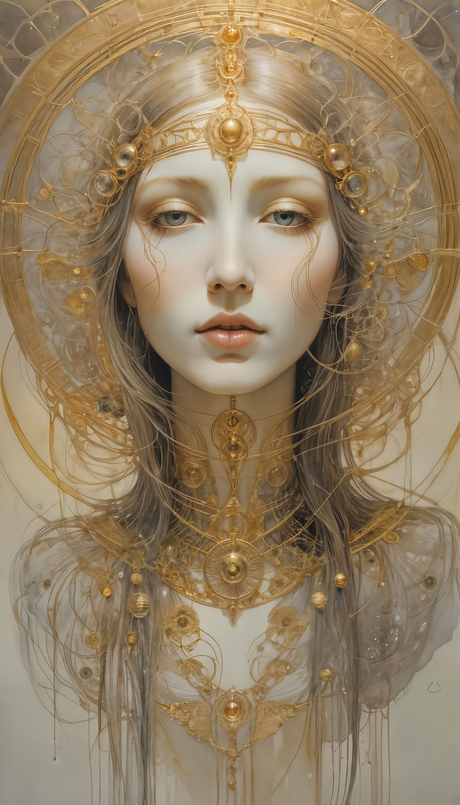 Luminous Portrait in Surreal Mixed Media Style