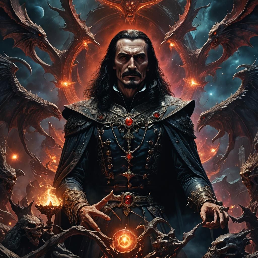 Vlad Dracula: Holographic Astral Illustration in Dark Fantas...