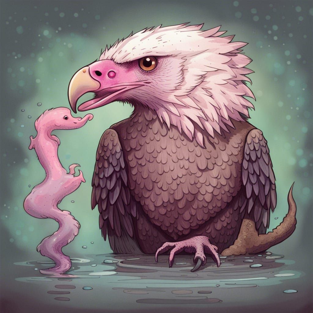 Eagle Mixed with Axolotl Hybrid Creature