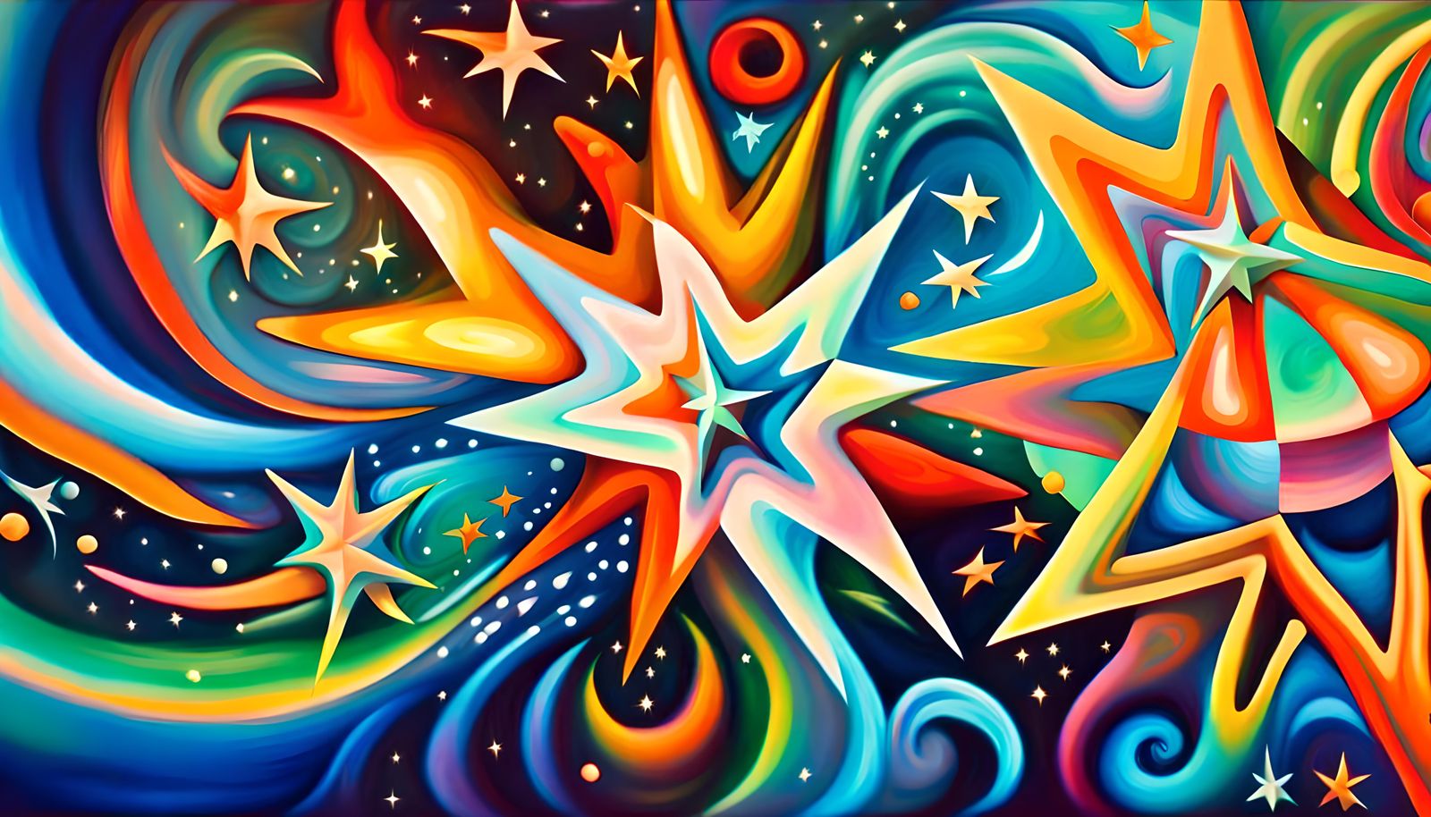 Iridescent Stars Connected in Electromagnetic Plasma Maelstr...