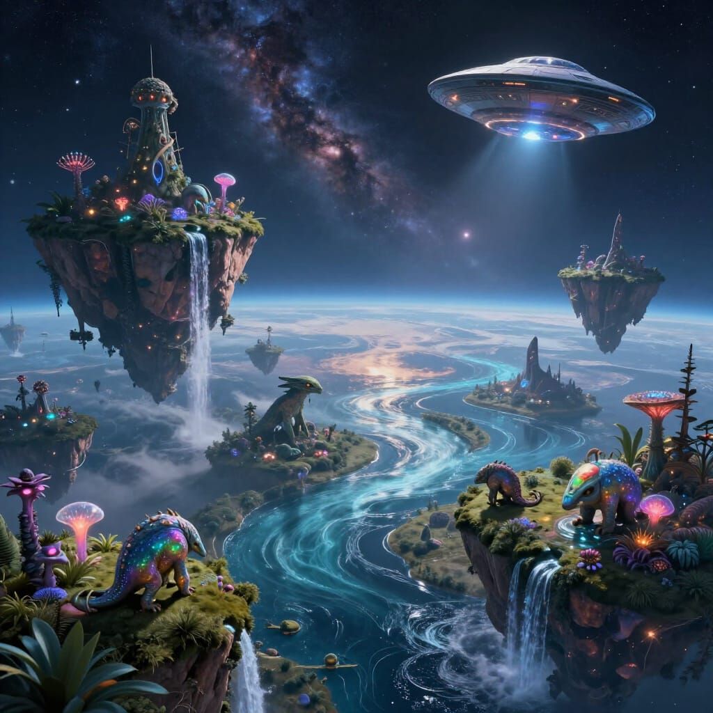 Exotic Alien Planet Aqualis with Bioluminescent Flora