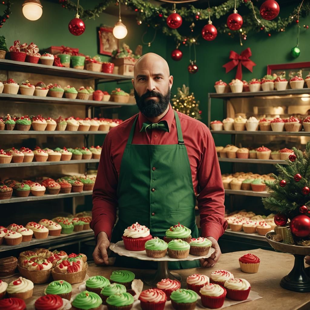 Christmas Bakery: Baker with Cupcake in Film Still