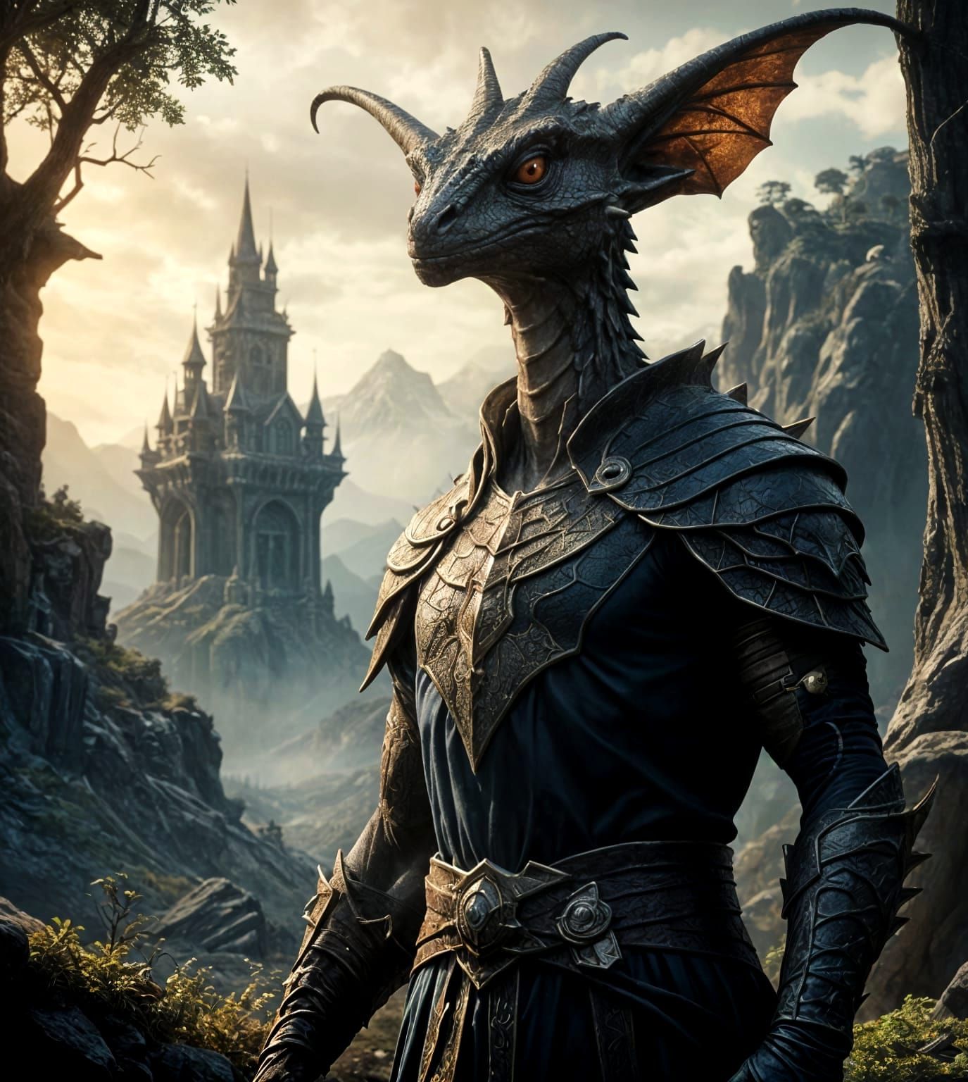 Tall, Thin Man with Oversized Ears and Long Nose, Lizard Ski...