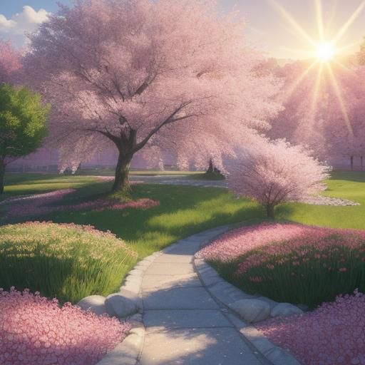 Blooming Spring Landscape in Hyper Photorealistic 3D
