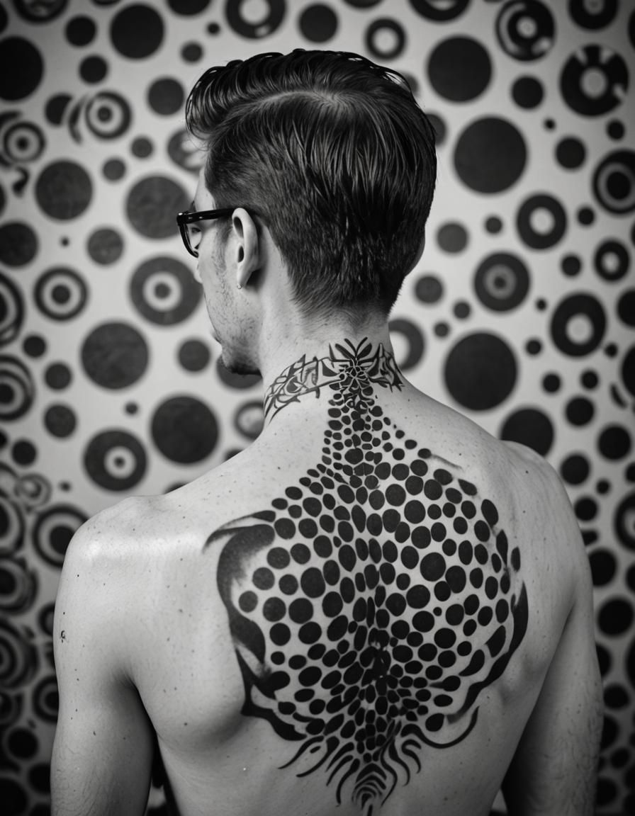 Psychedelic Op Art Tattoo in Black and White