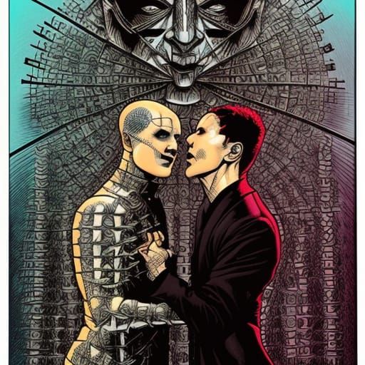 Hellraiser Wedding Scene as Comic Book Art