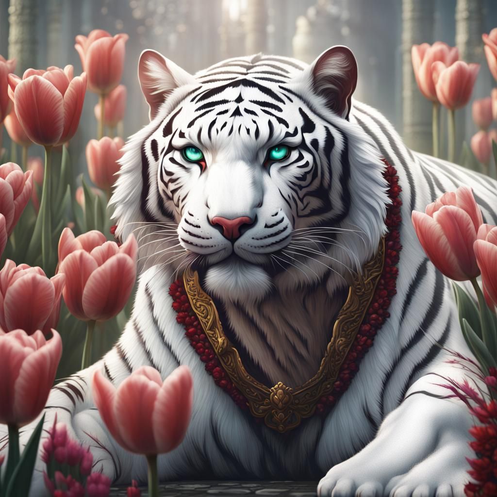 White Tiger Empress in Tulip Garden