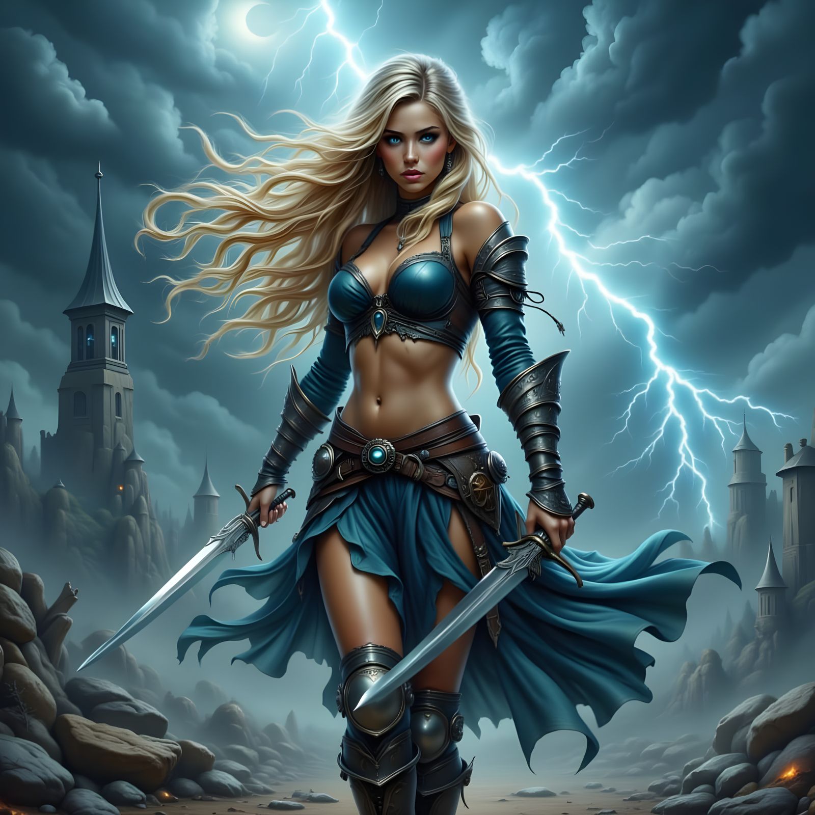 Ethereal Storm Goddess Rises Amidst Turbulent Skies