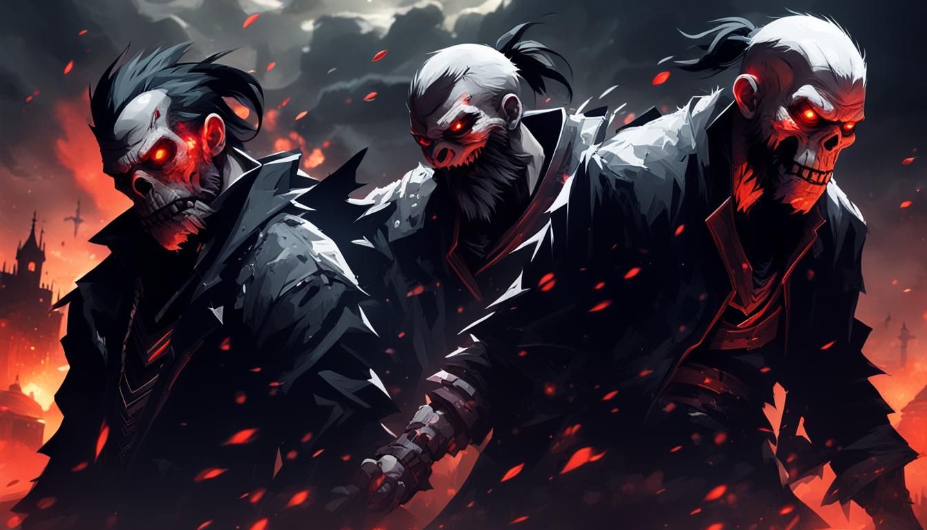 Evolved Scary Figures Standing Back to Back