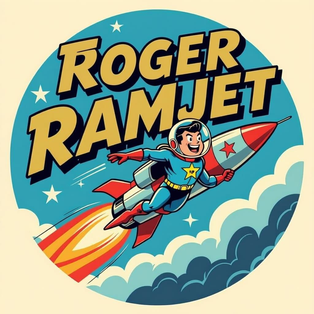 Roger Ramjet 1960s Retro Logo in Comic Art Style