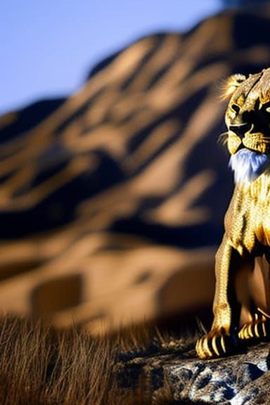 Golden Lion King: Hyperdetailed Photorealistic Masterpiece