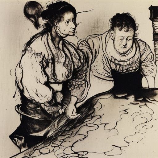 Ink Woman's Fall: Splashing Ink Art