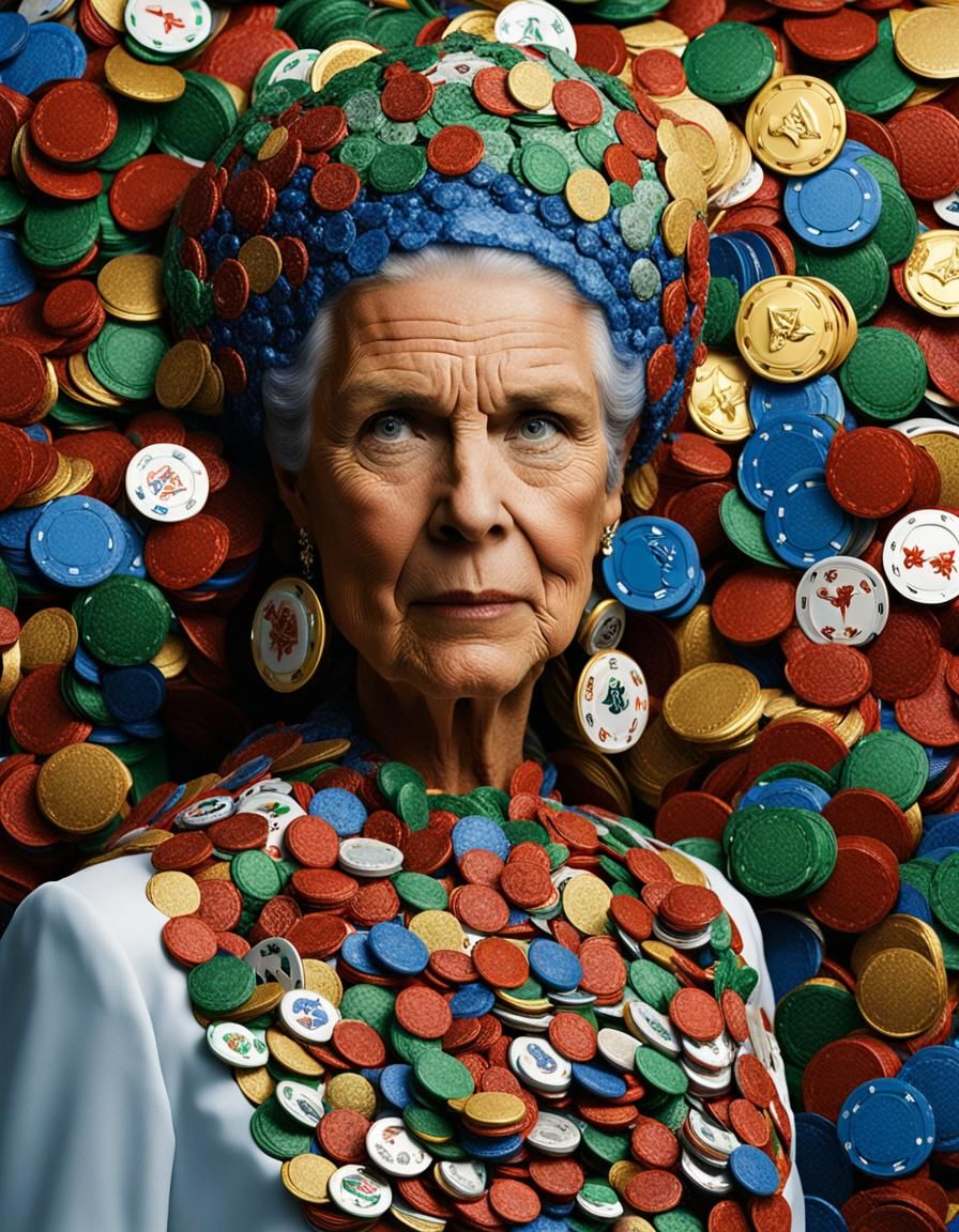 Goddess Fortuna in Casino Chip Dress: Professional Portrait