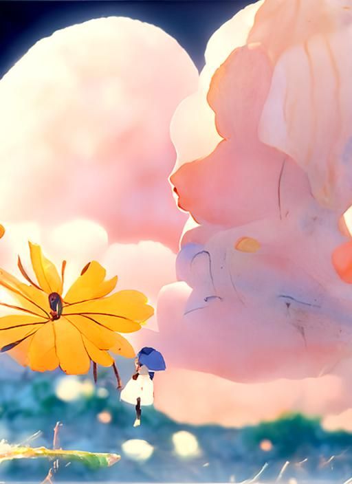 Sweet Friends on a Bench, Ghibli-Inspired Art